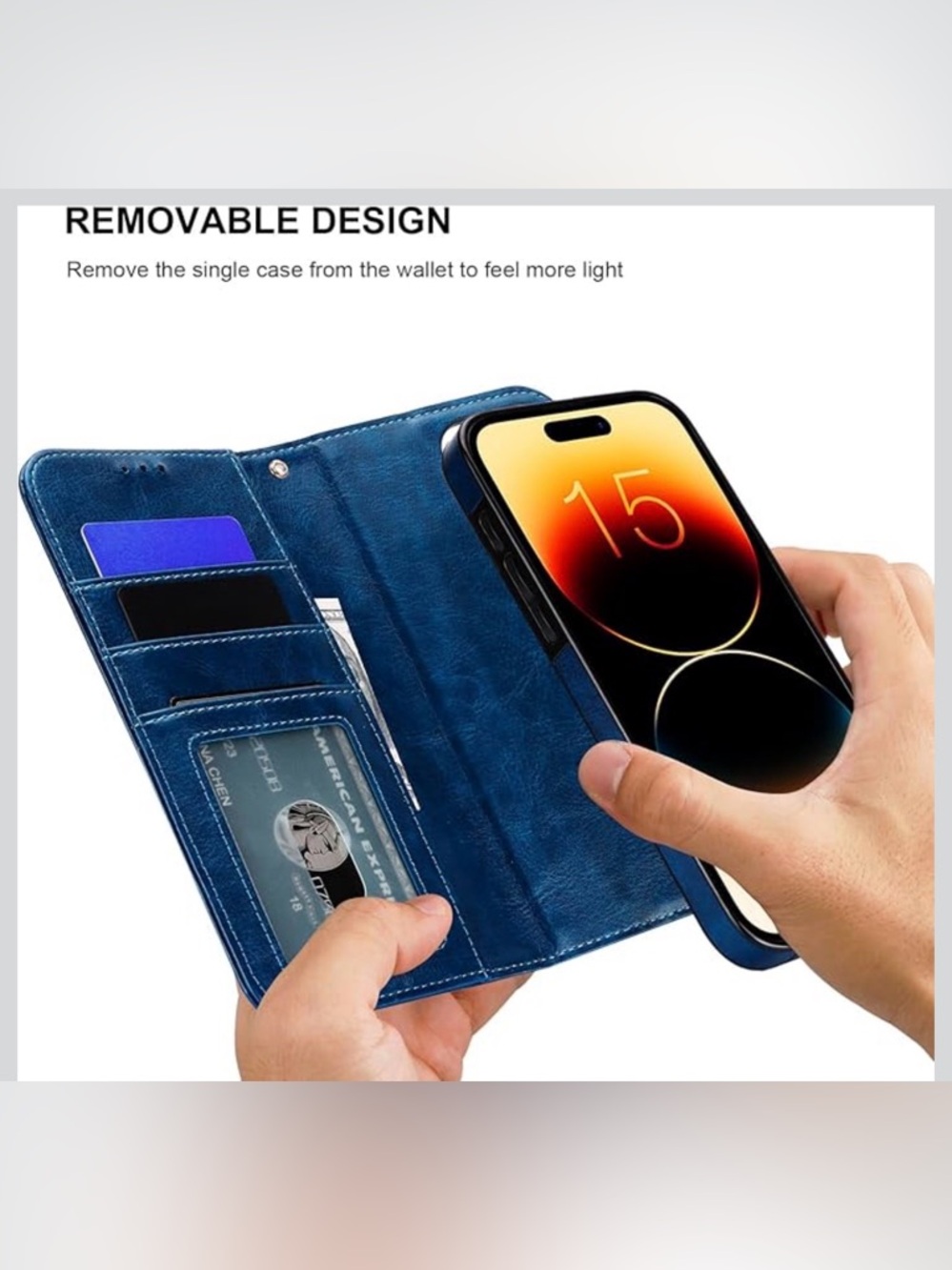 Navy—iPhone 15 Pro Max Wallet Case MagSafe Compatible - Picture 4 of 9